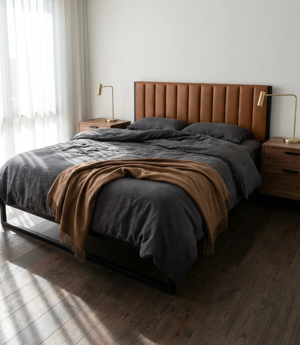 Black and Brown Bedroom with Leather Accents 1