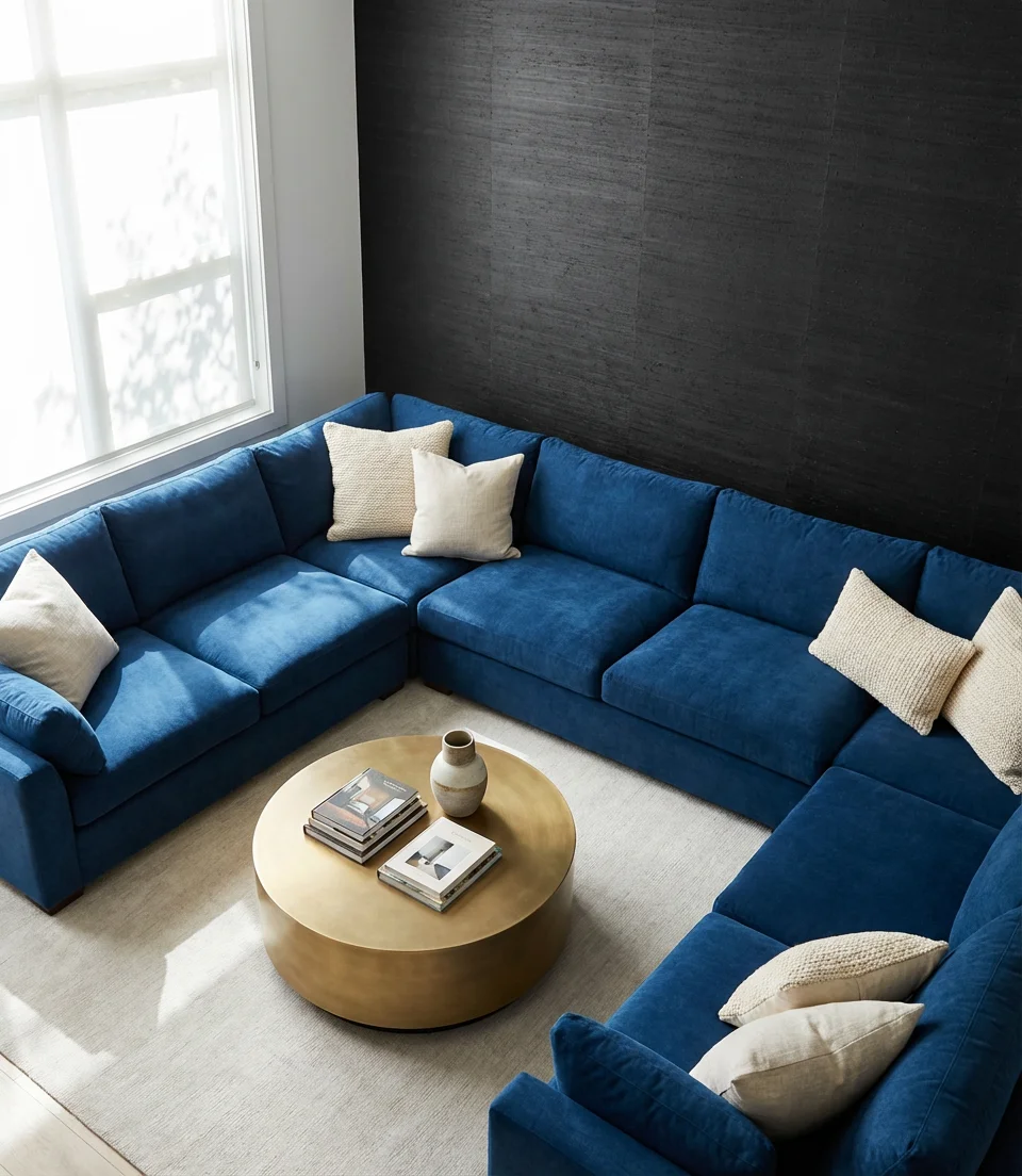 Blue Couch Against Black Drama 2