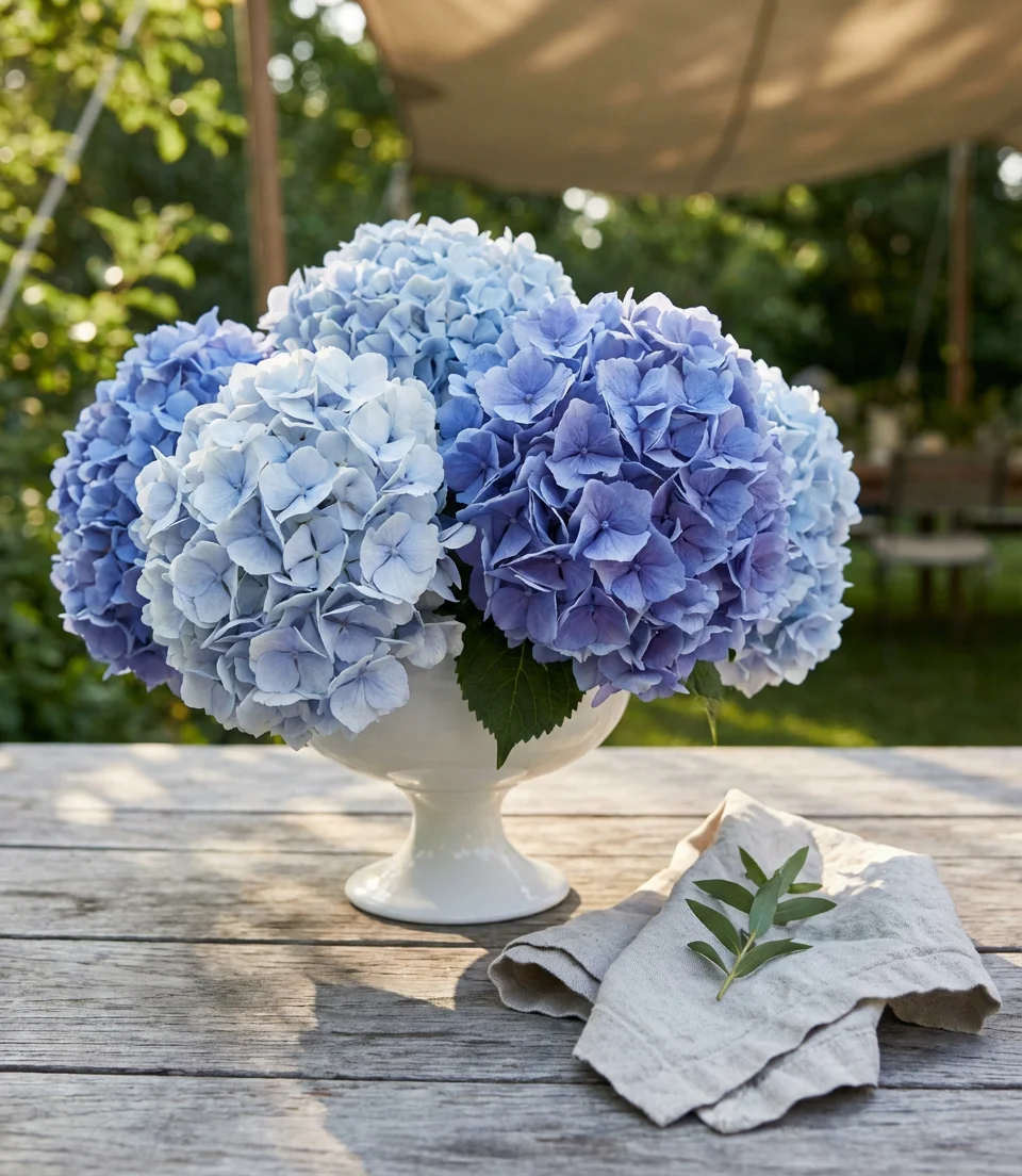 Blue Hydrangea Cloud Centerpieces 2
