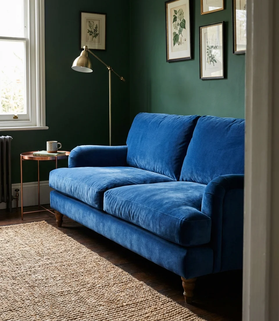 Blue Velvet Statement Sofa 2