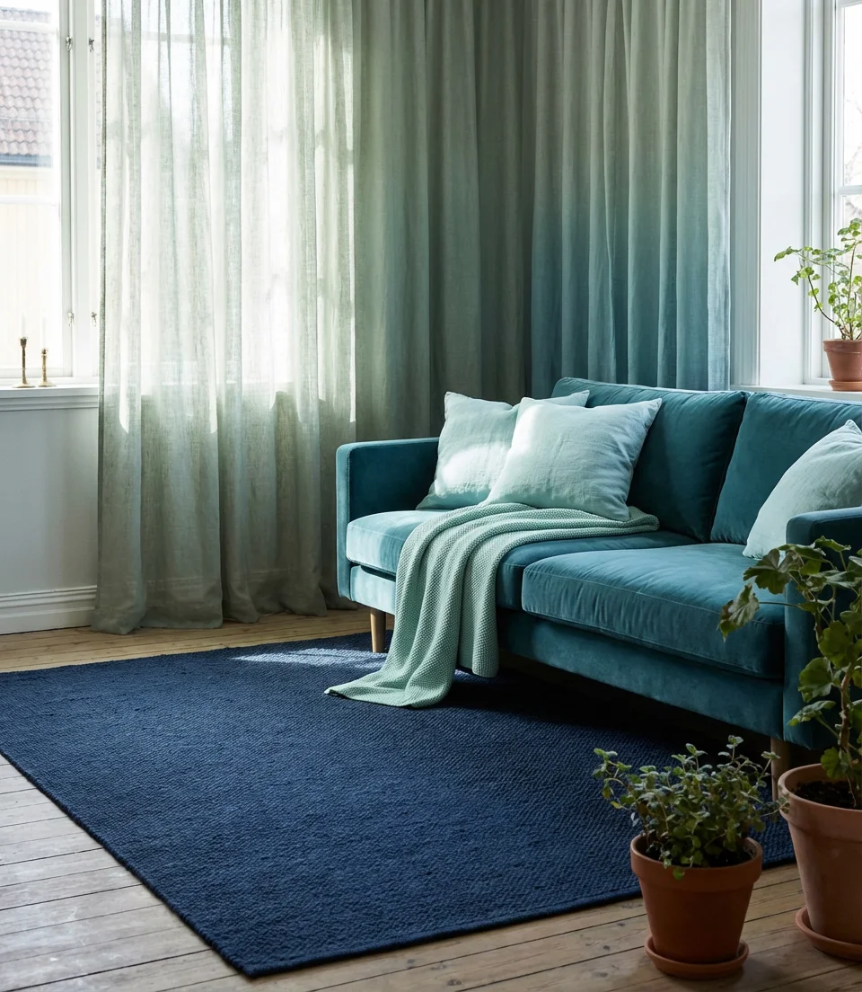 Blue and Green Ombre Gradient Living Room 2