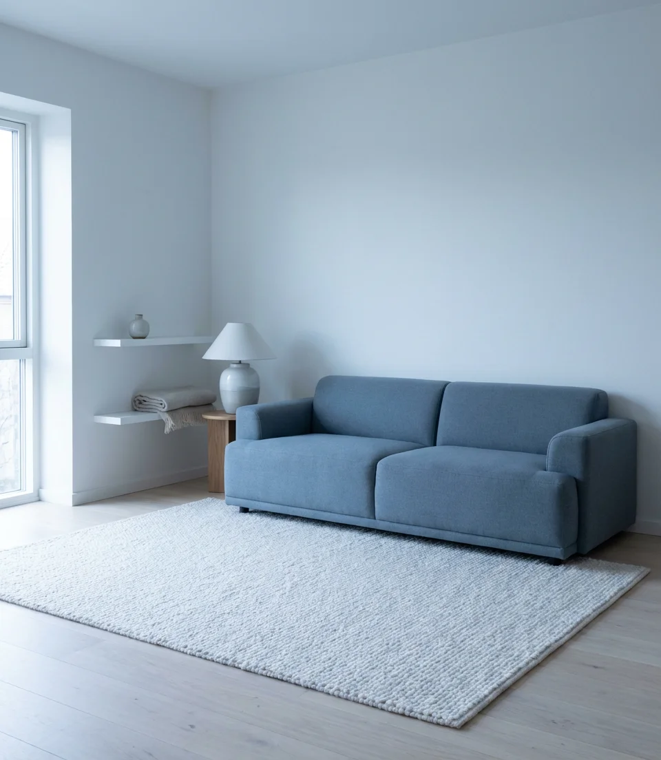 Blue and White Scandinavian-Inspired Minimal Living Room 1