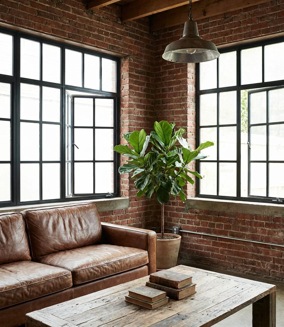 Brick Sunroom with Industrial Accents and Exposed Materials 1