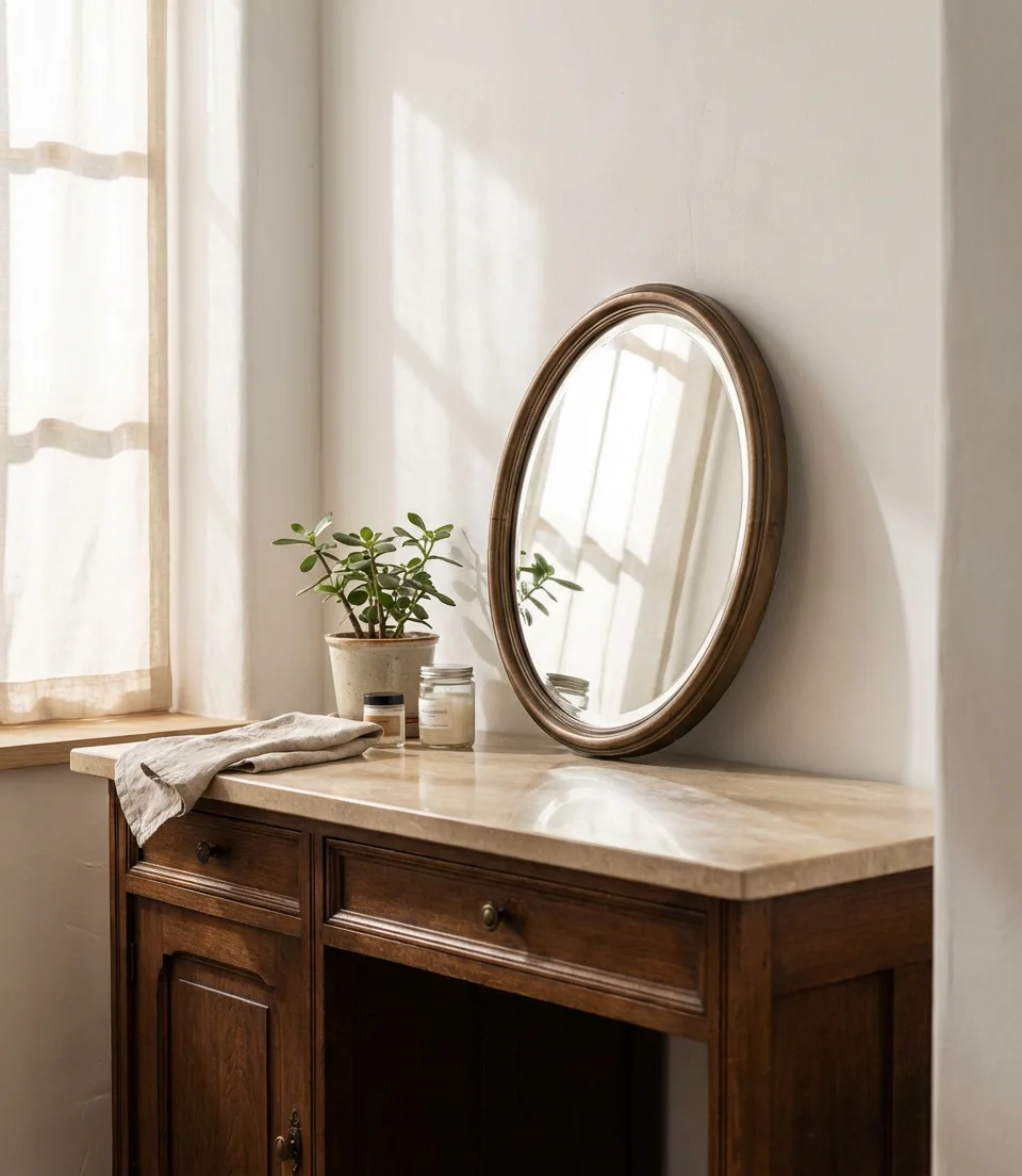 Brown Cabinets with Warm Neutral Palette 2