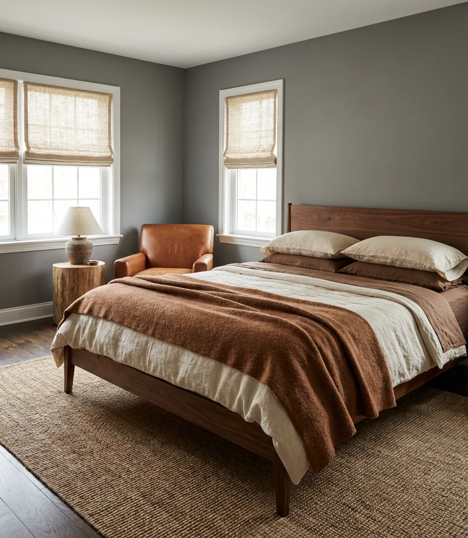 Brown and Gray Warm Earthy Bedroom 1