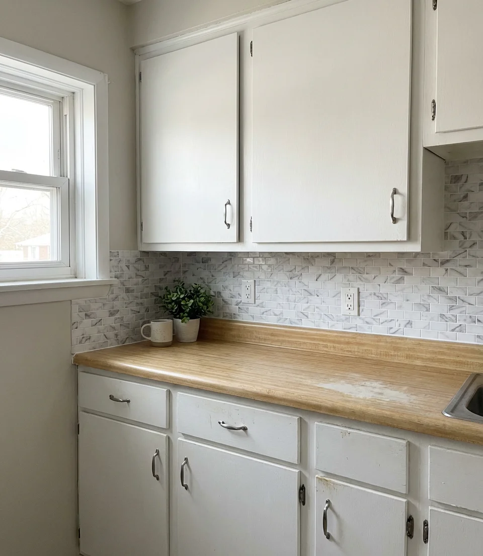 Budget Kitchen Remodel With Peel-and-Stick Backsplash 1