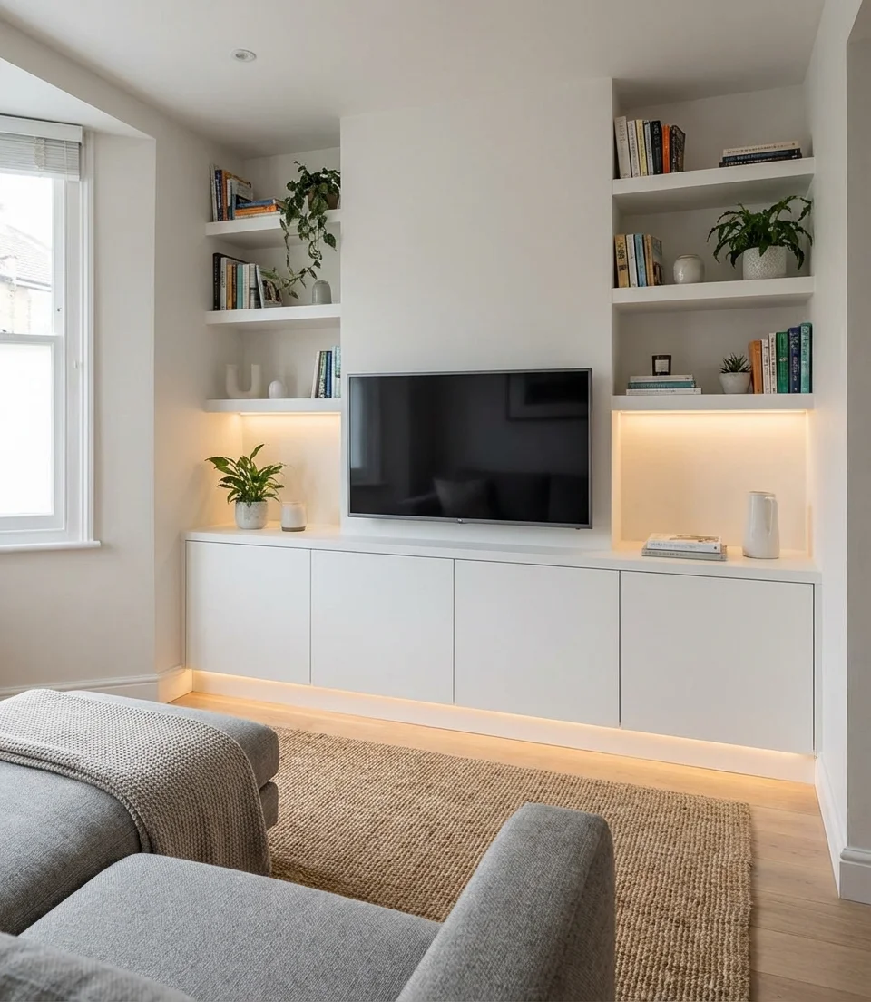 Built-In TV Entertainment Center with Hidden Storage 1