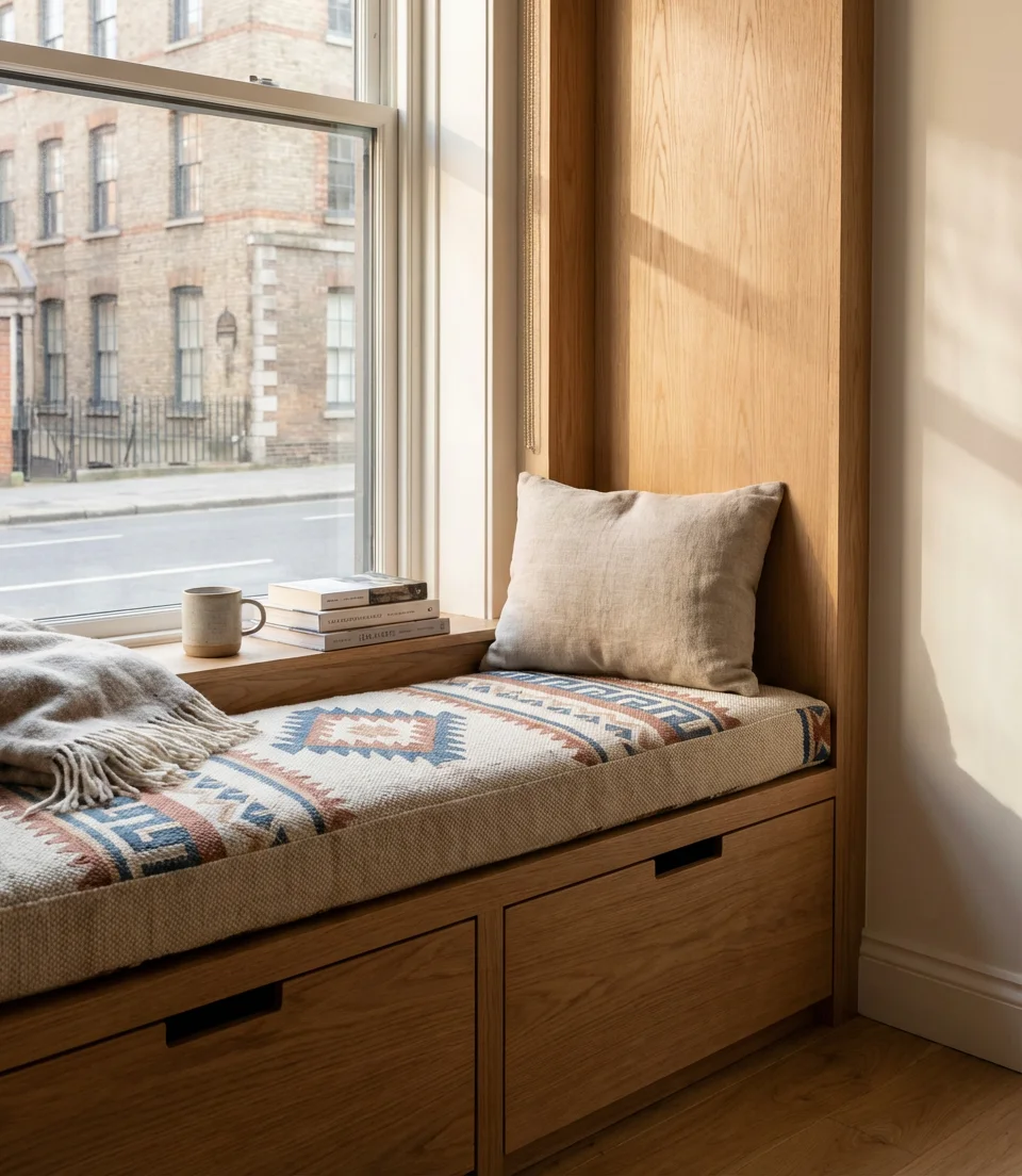 Built-In Window Seat with Drawers Below 2