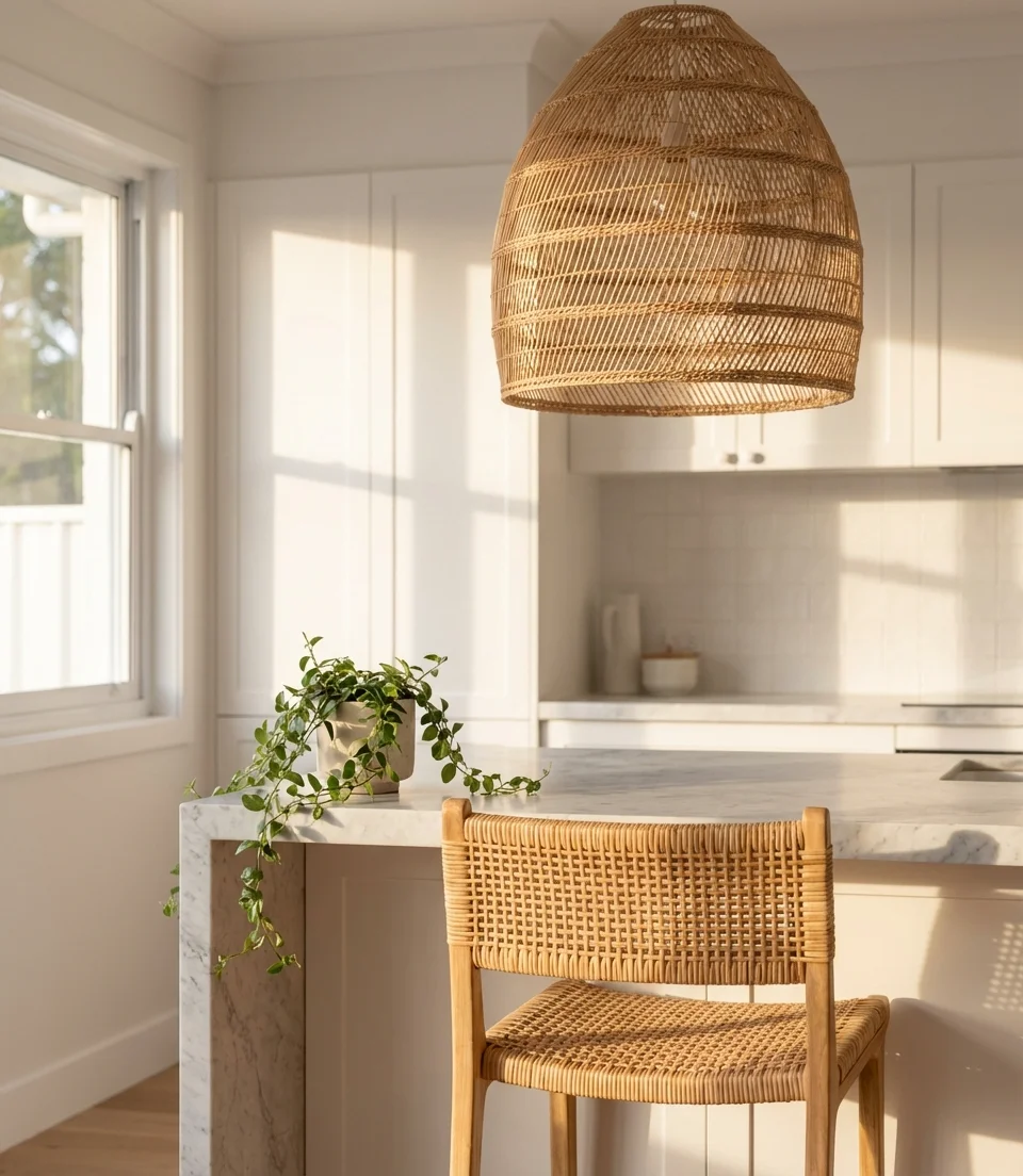 Coastal Kitchen with Rattan and Wicker Accents 2