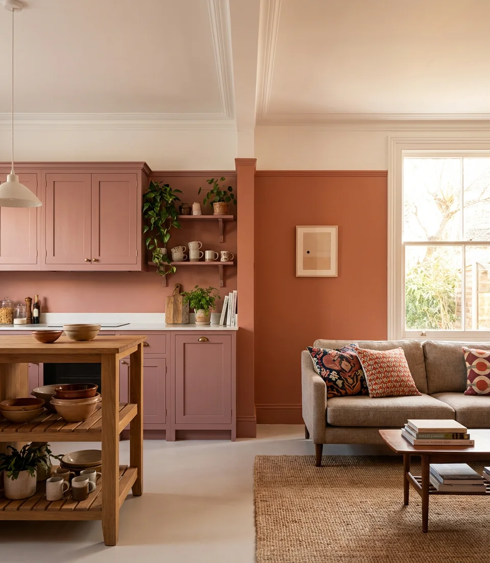Color-Blocked Open Kitchen Living Room 1