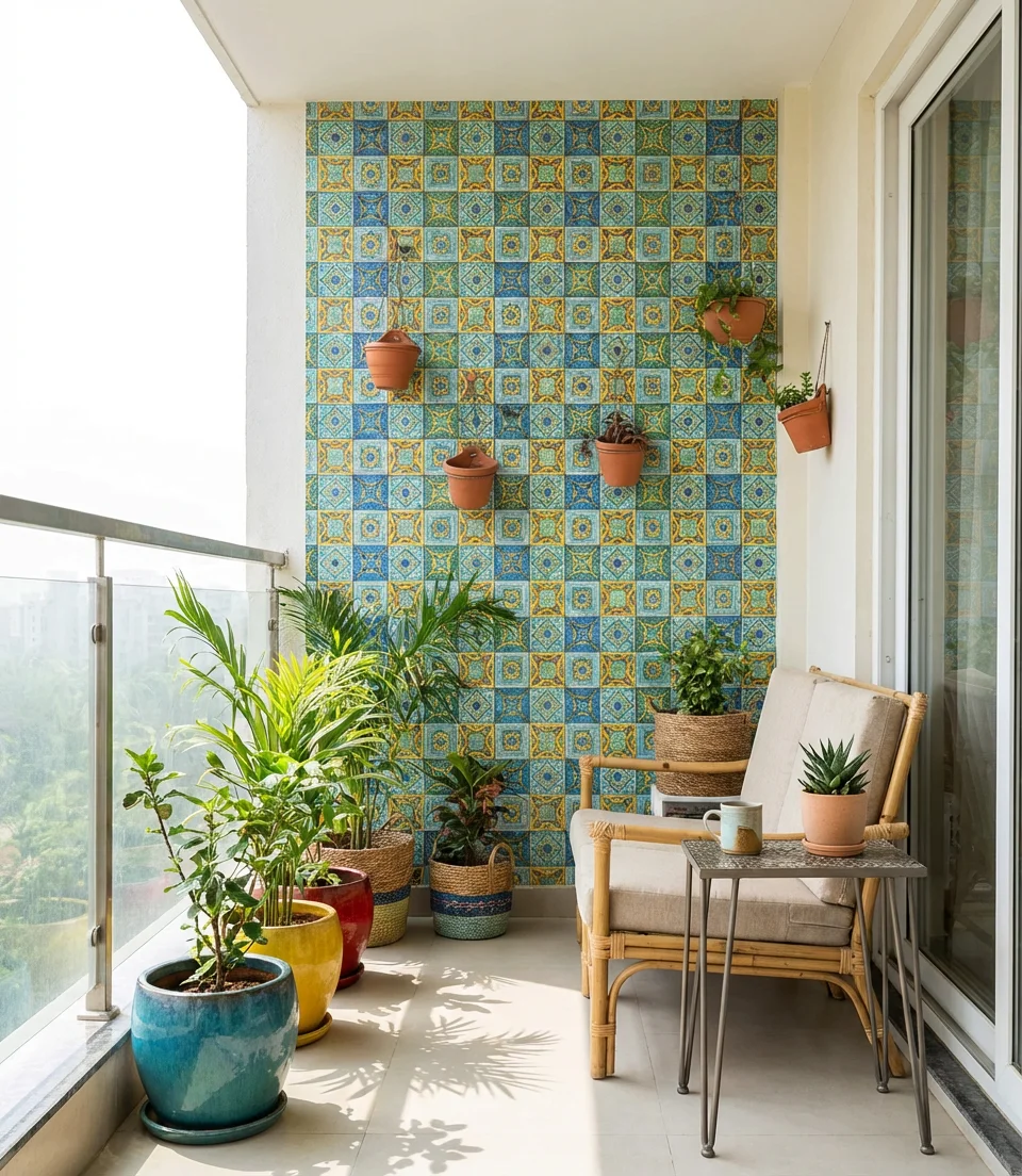 Colorful Accent Wall with Peel-and-Stick Panels 1