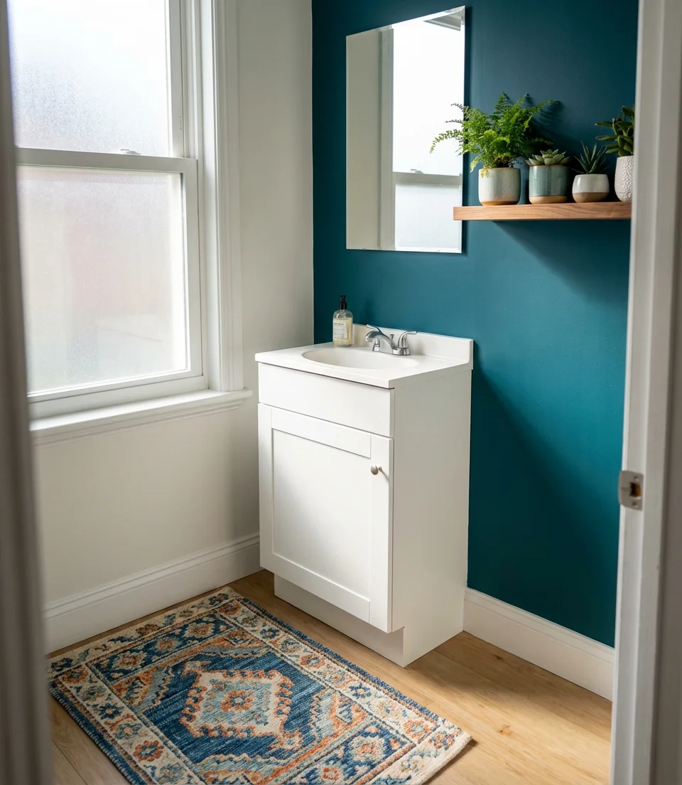Compact Bathroom for Teens with Bold Accents 2