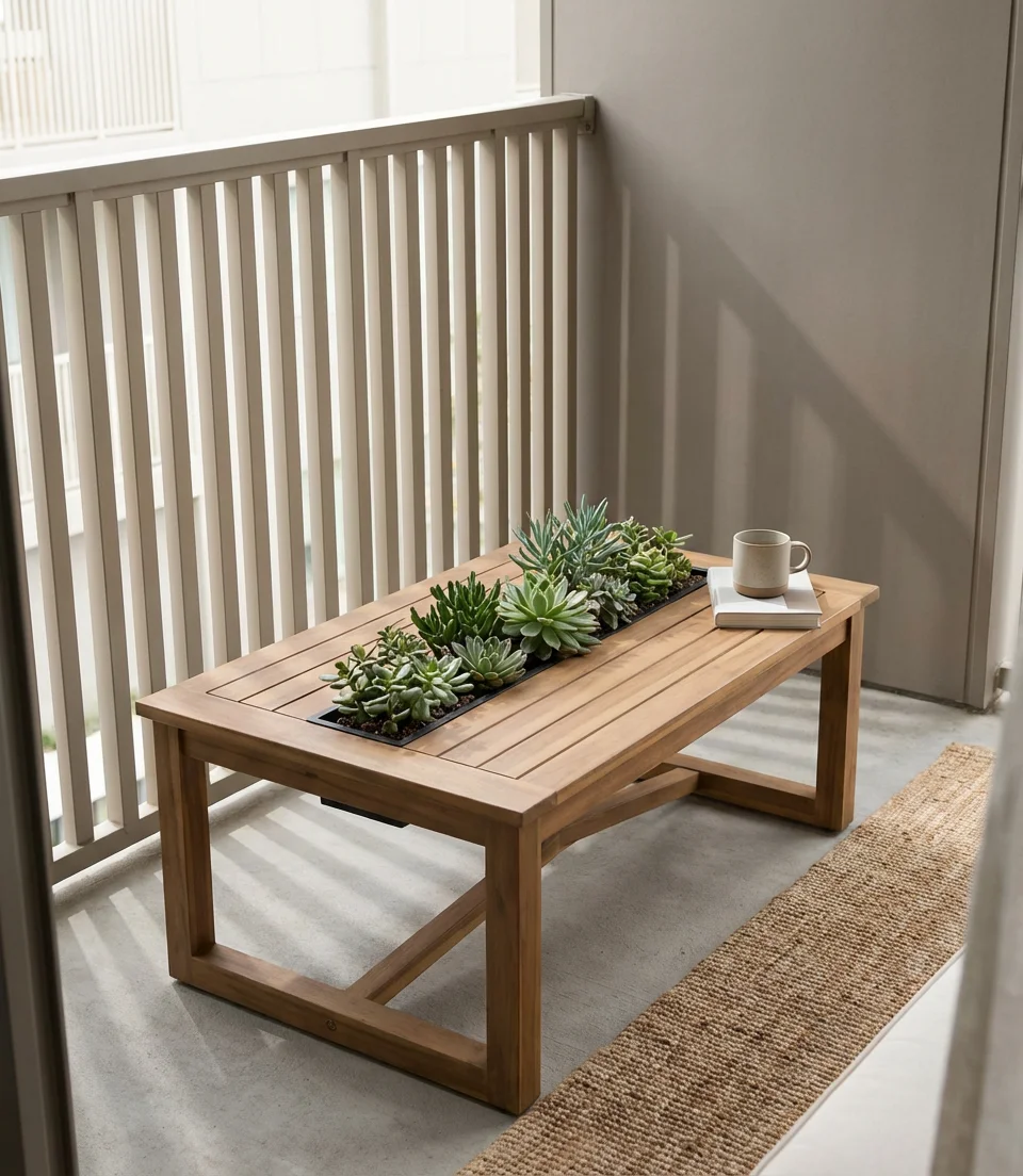 Compact Coffee Table with Hidden Planters 1