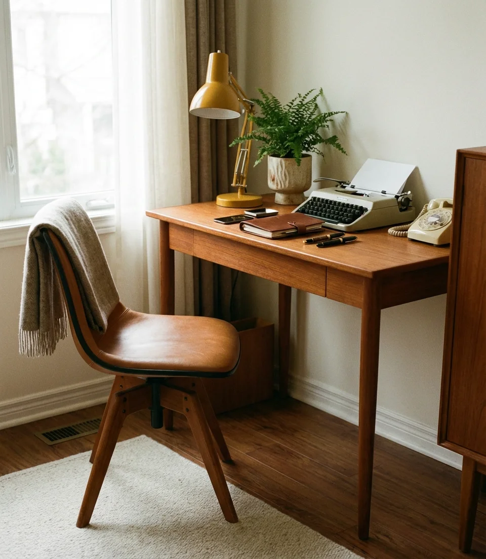 Cool Mid-Century Modern Office with Vintage Finds 2