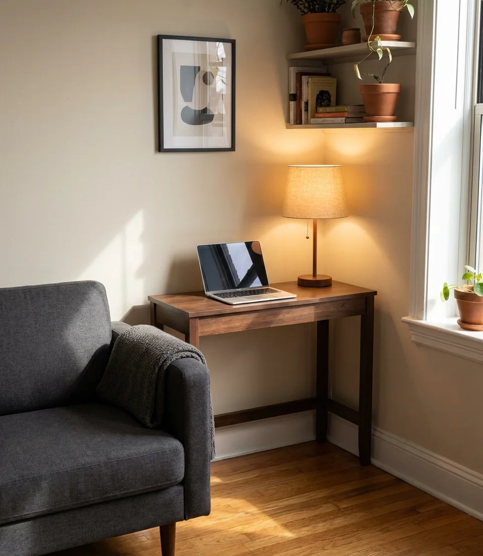 Corner Desk Nook Beside the Sofa 1
