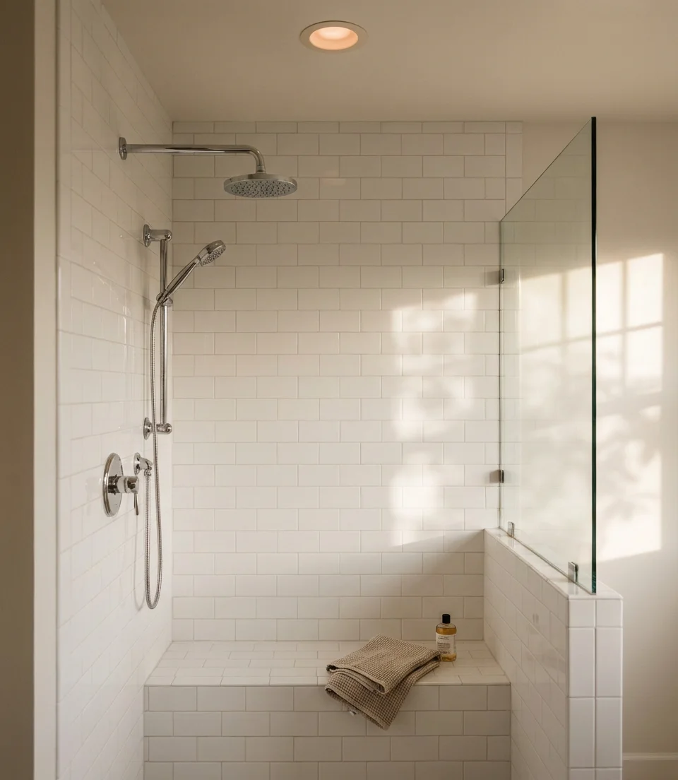 Cozy Alcove Shower with Built-In Bench 1