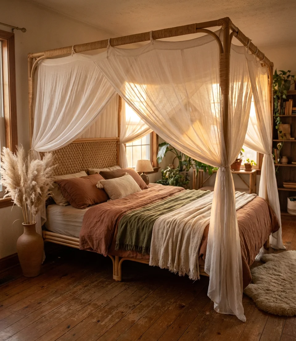 Cozy Couples Canopy Bed in Tight Quarters 2