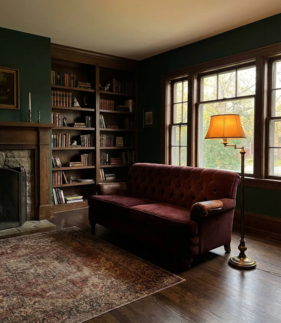 Cozy Dark Academia Living Room 1