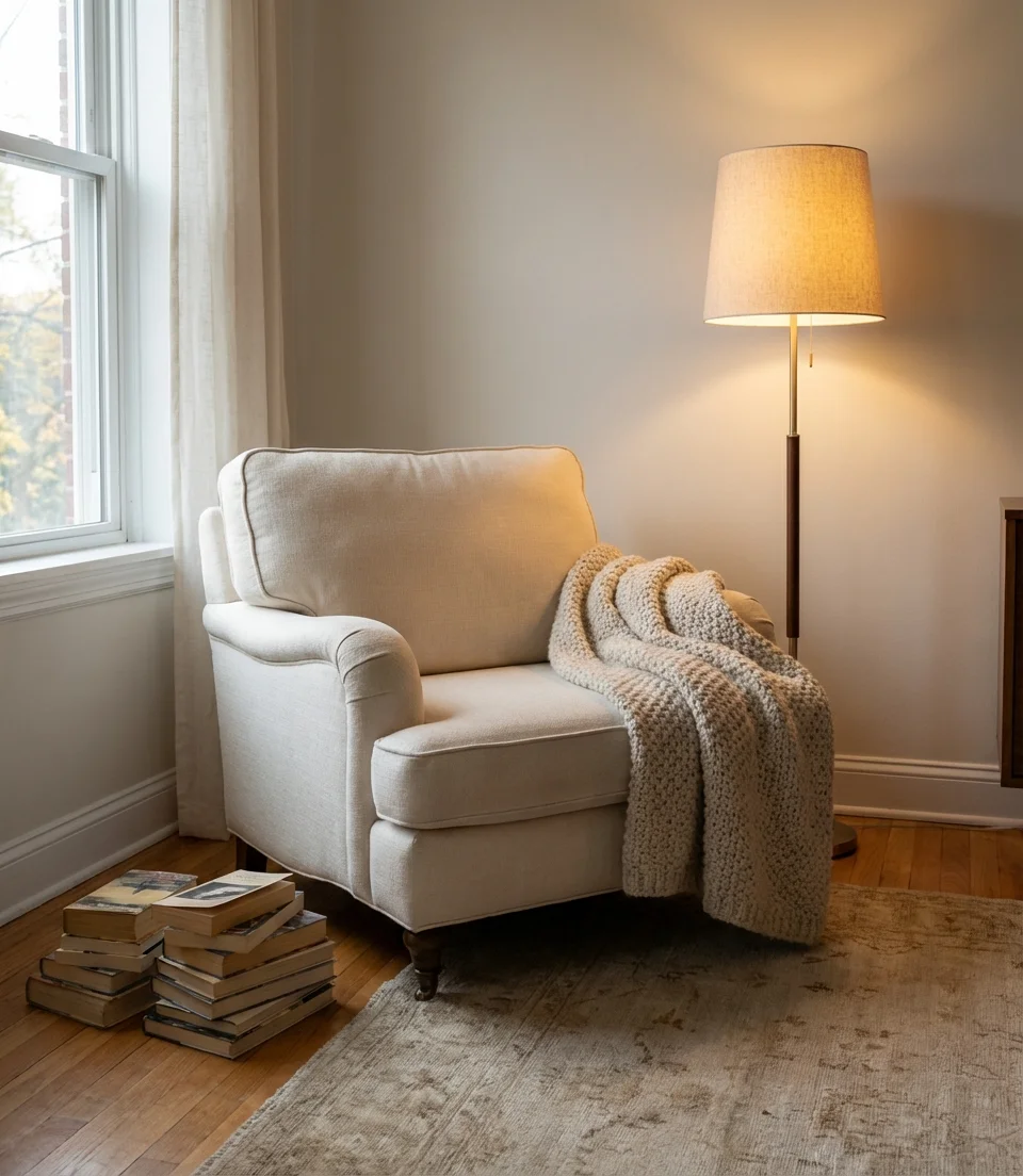 Cozy Reading Nook with Layered Textiles 1