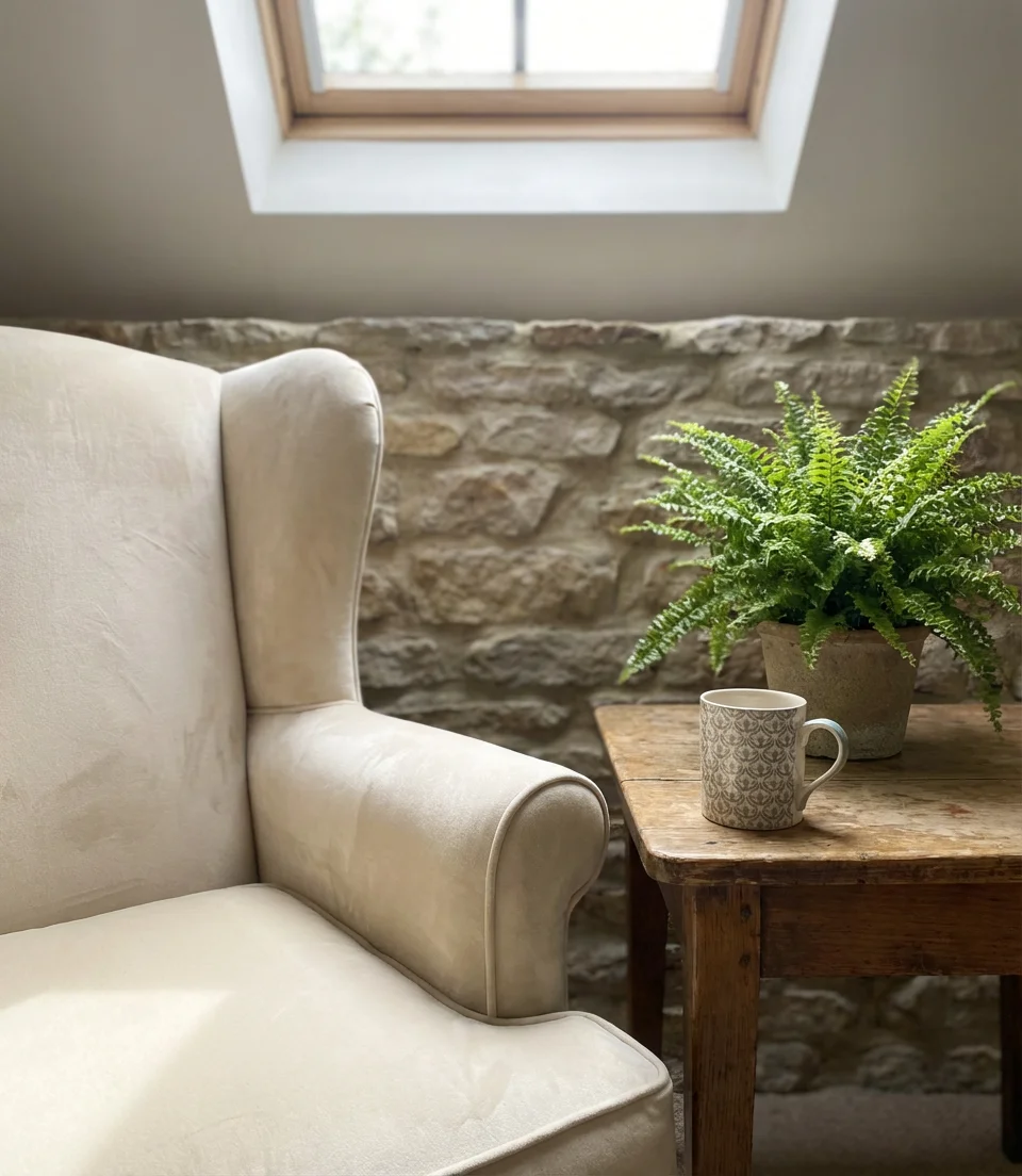 Cozy Reading Nook with Tufted Armchair 2