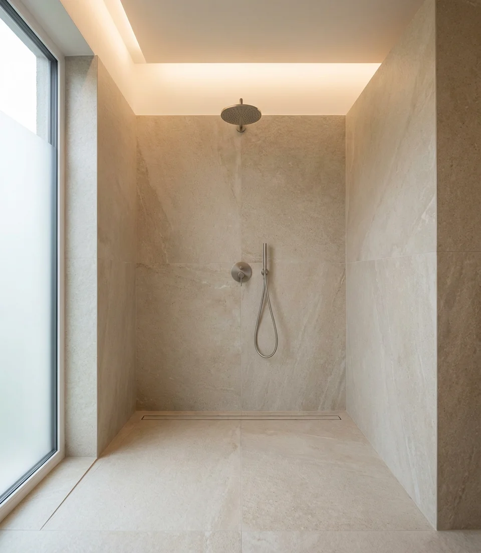 Curbless Entry with Large Format Tile 1
