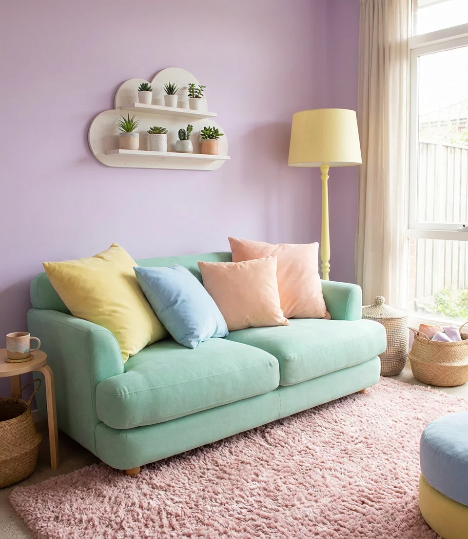 Cute Pastel Living Room for a Playful Vibe 1