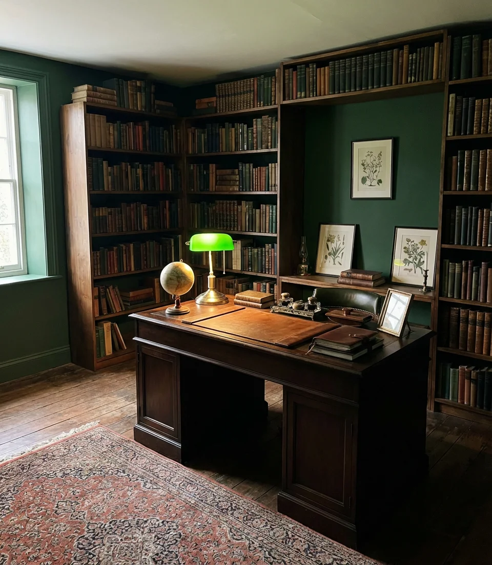 Dark Academia Office with Library Atmosphere 1