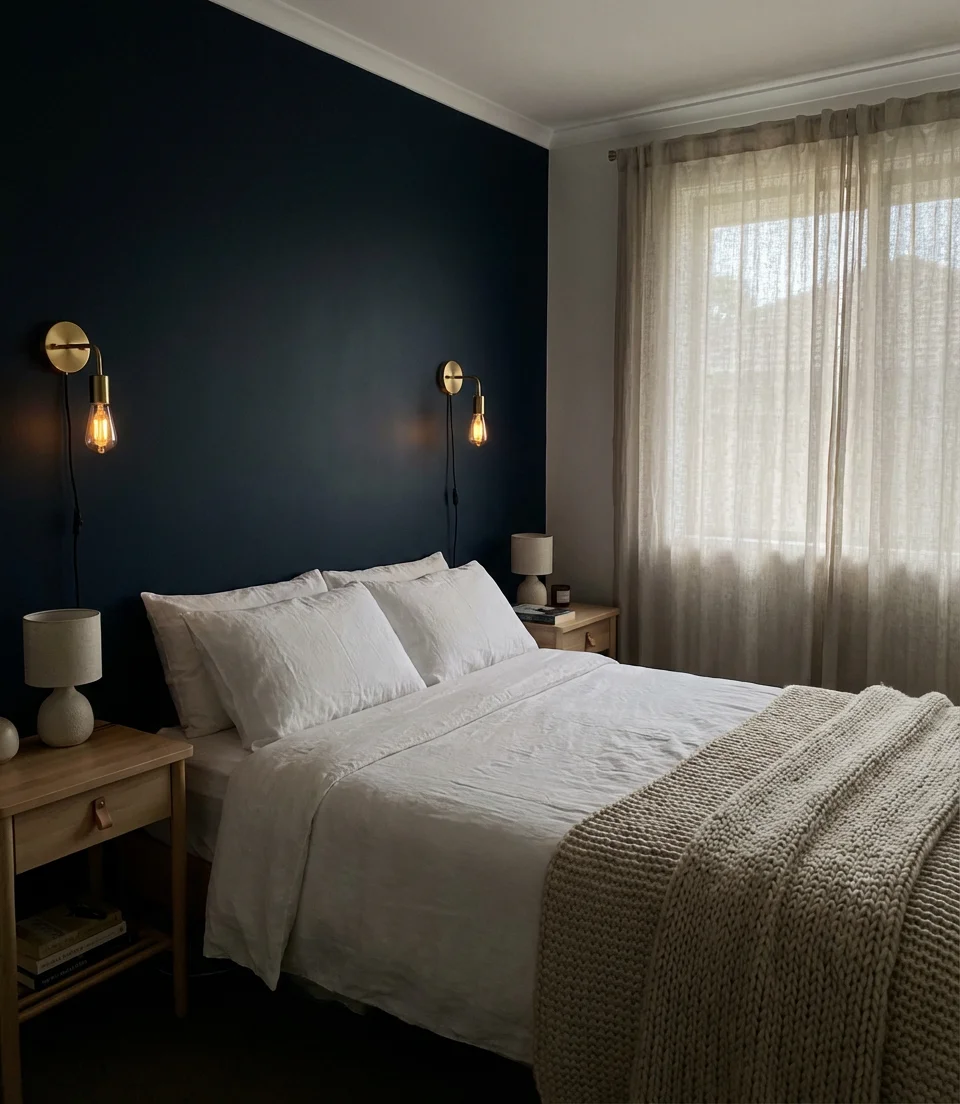 Dark Accent Wall With Warm Brass Accents 1