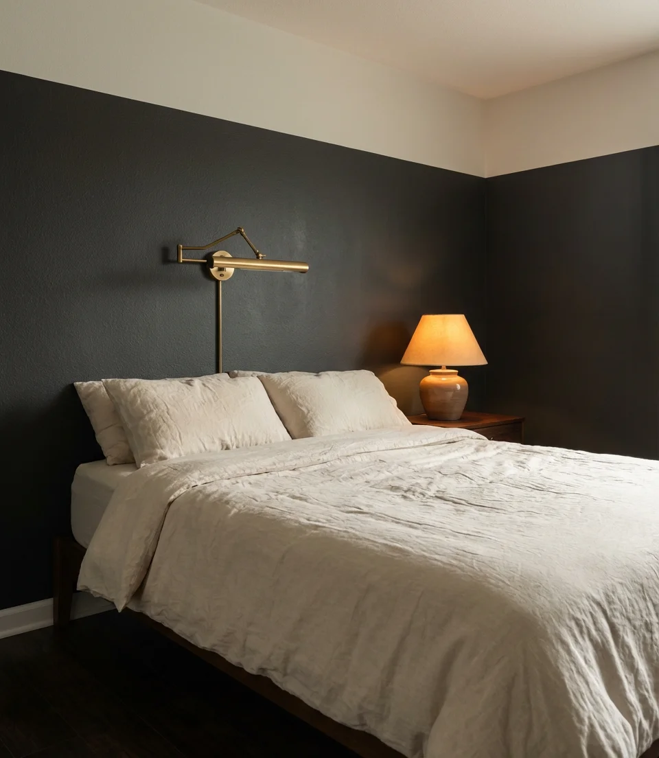 Dark Accent Wall With Warm Brass Accents 2