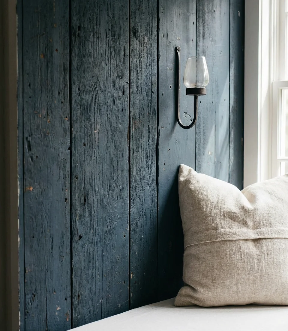 Dark Blue Horizontal Plank Wall 2