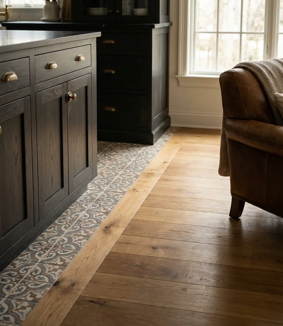 Dark Brown Cabinets with Hardwood Floors 2