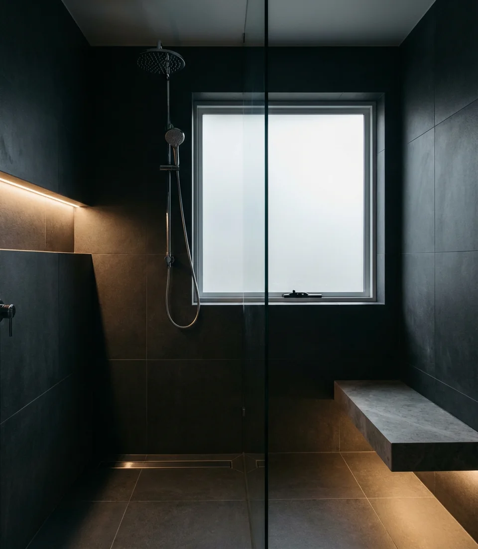 Dark Charcoal Tile with Linear Drain 1