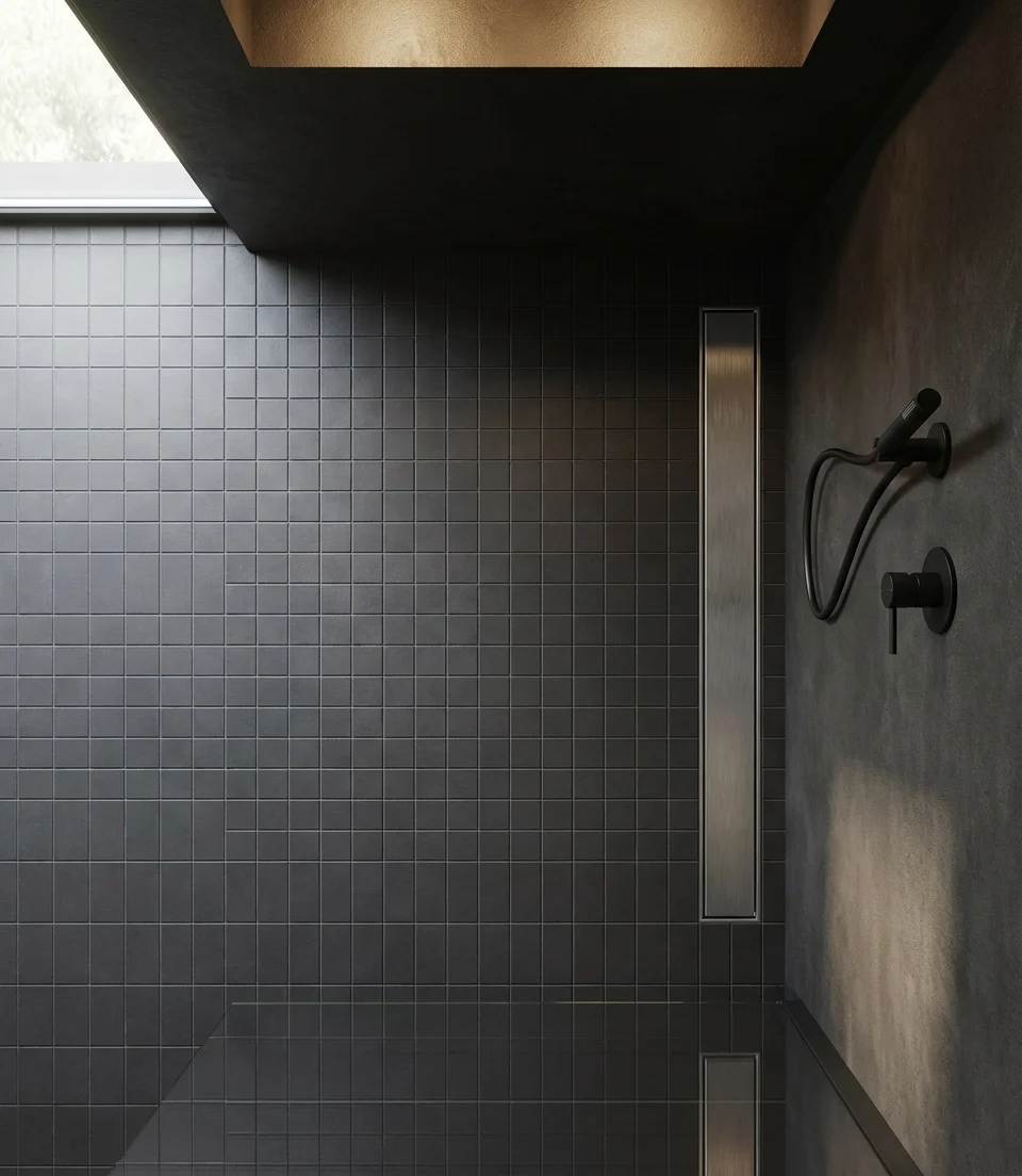 Dark Charcoal Tile with Linear Drain 2