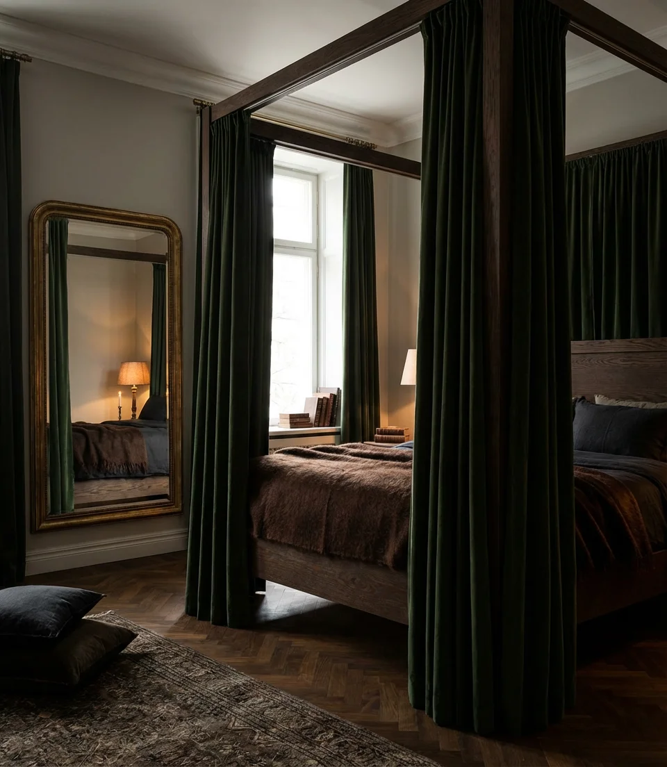Dark Green and Brown Dramatic Luxury Bedroom 2