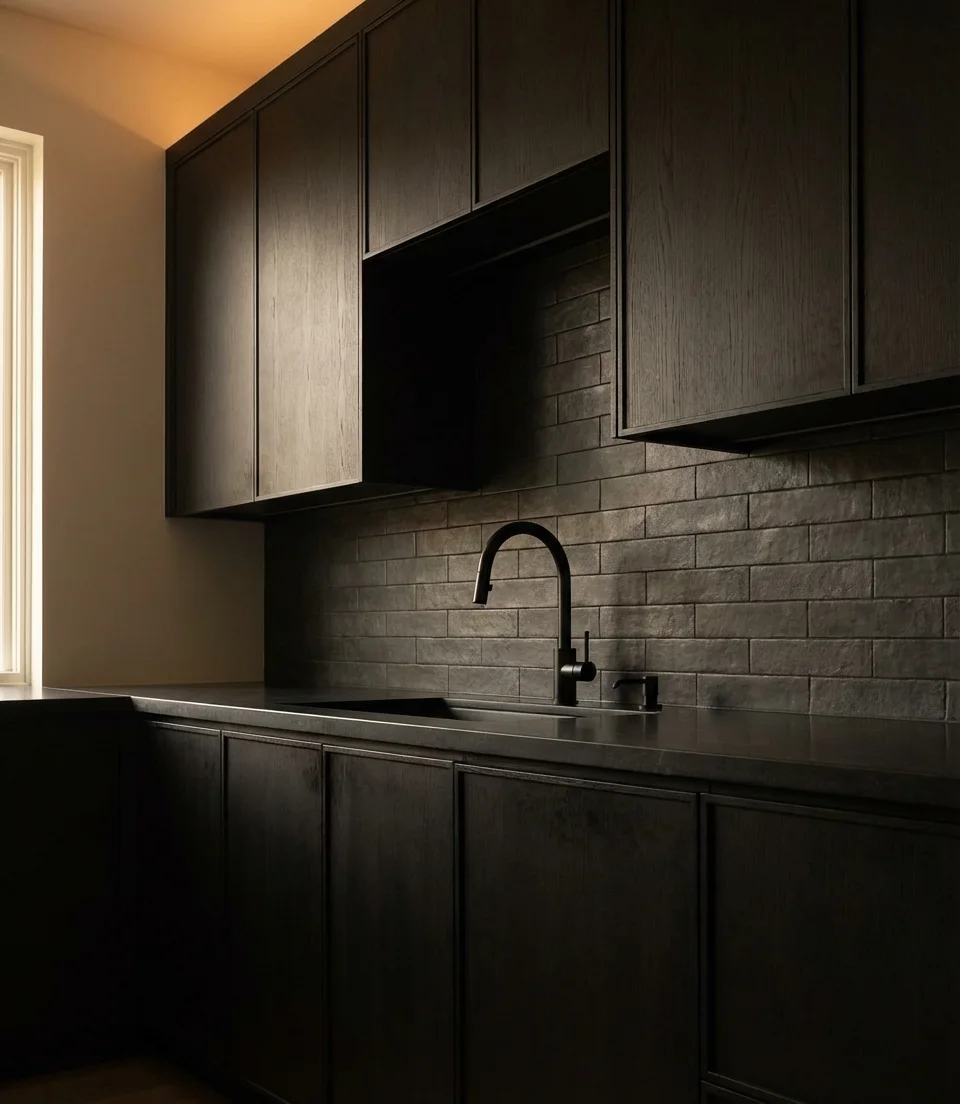 Dark Oak Cabinets for a Dramatic Statement Kitchen 2