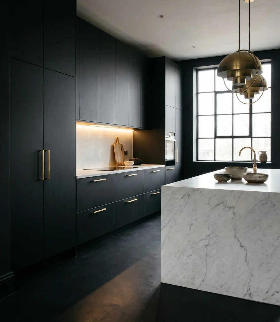 Dark and Moody Kitchen With Dramatic Contrast 1