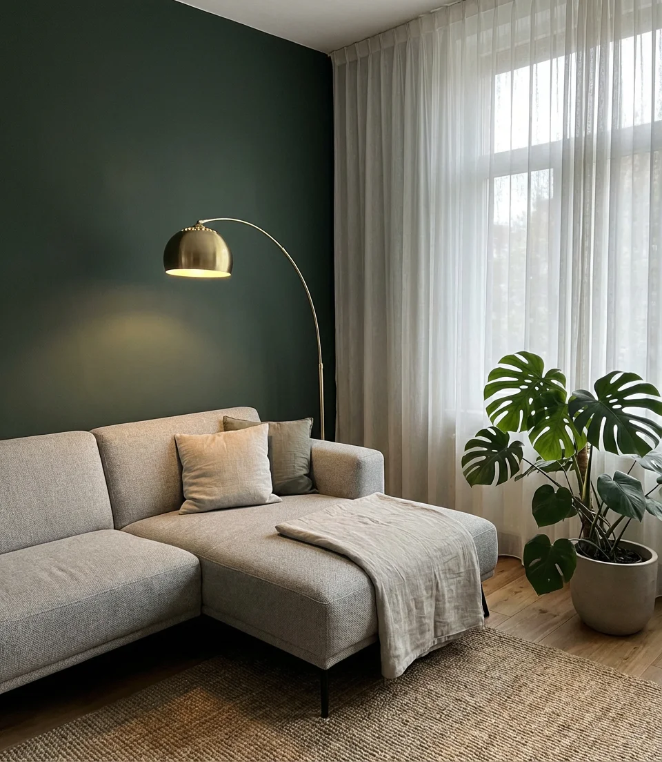 Deep Green Wall Behind a Modern Sectional 2