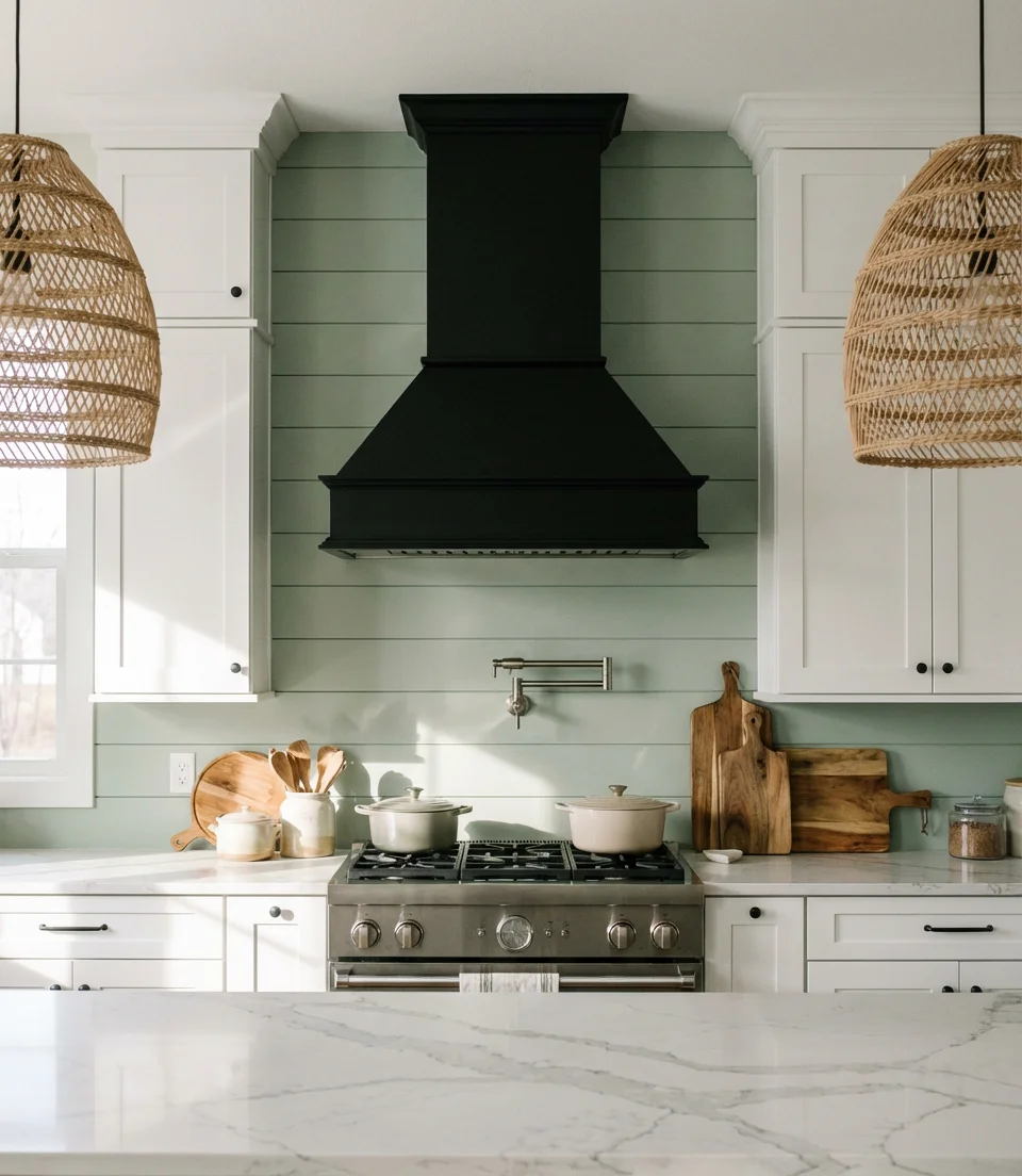 Farmhouse Kitchen With Shiplap Accent Wall 2