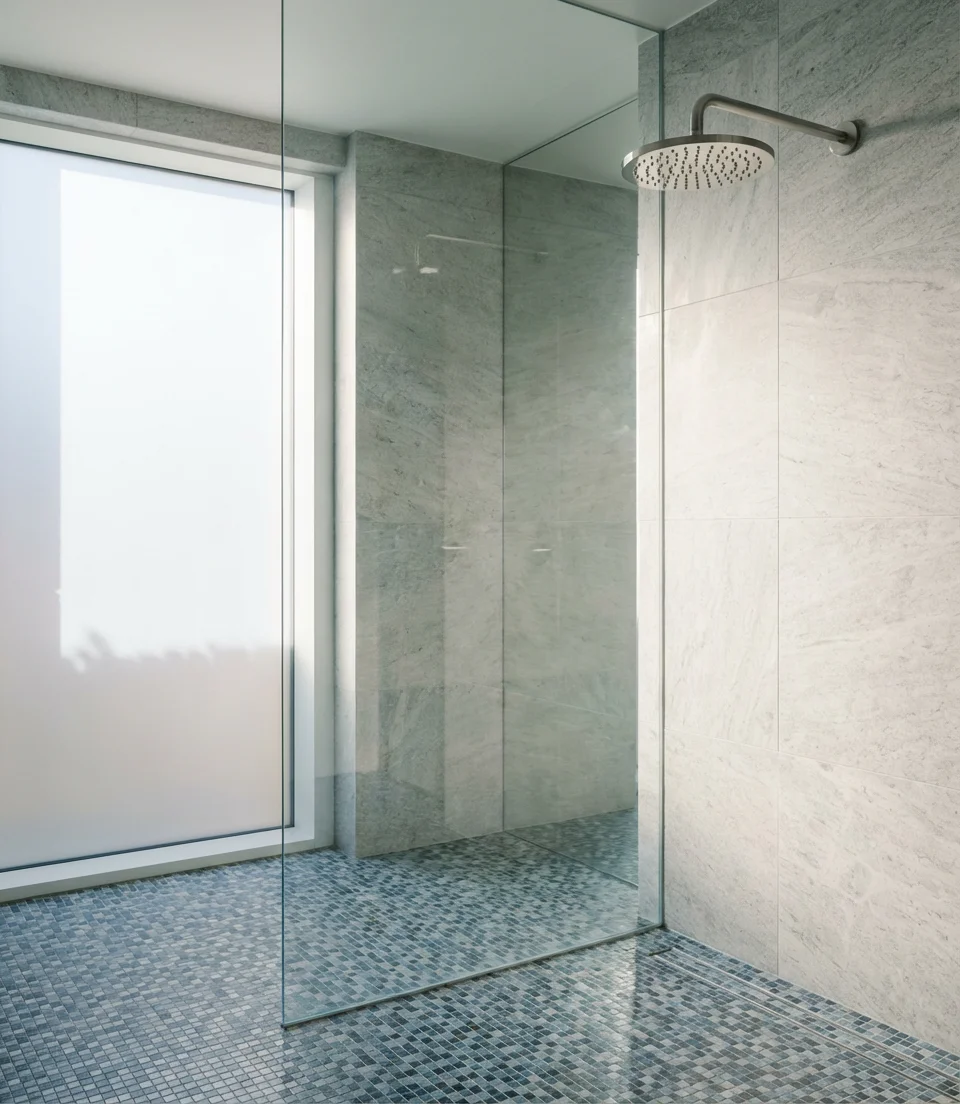 Frameless Glass Panel with Wet Room Floor 2