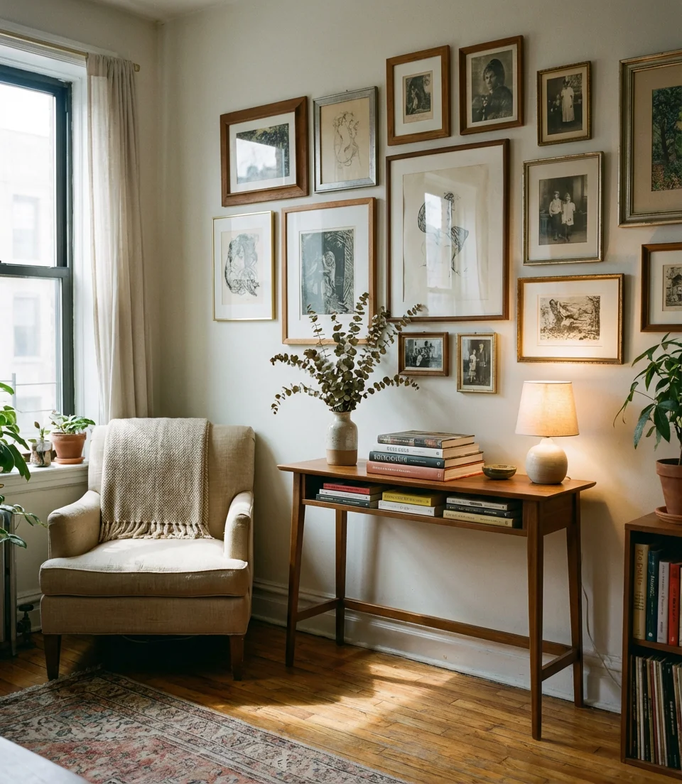 Gallery Wall Above a Slim Console Table 2