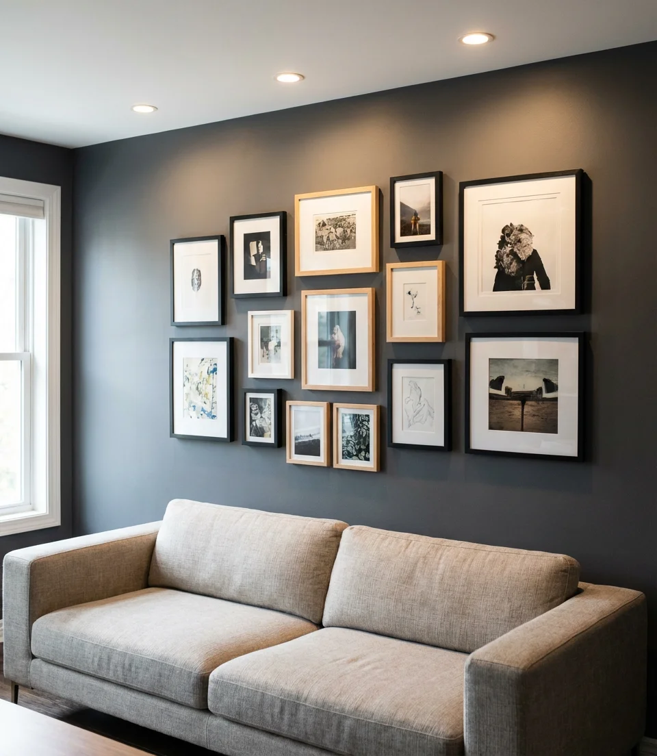 Gallery Wall on a Charcoal Gray Backdrop 1