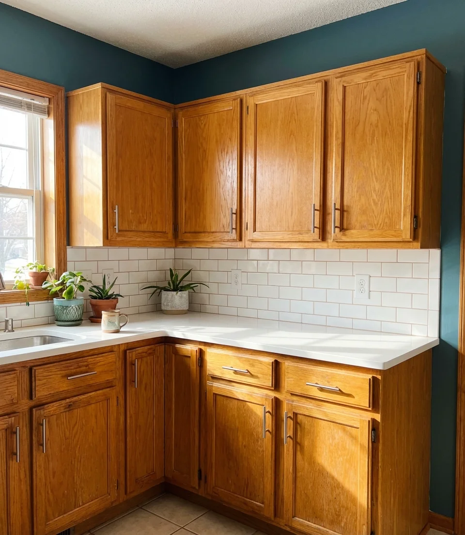 Golden Oak Kitchen Makeover on a Budget 1