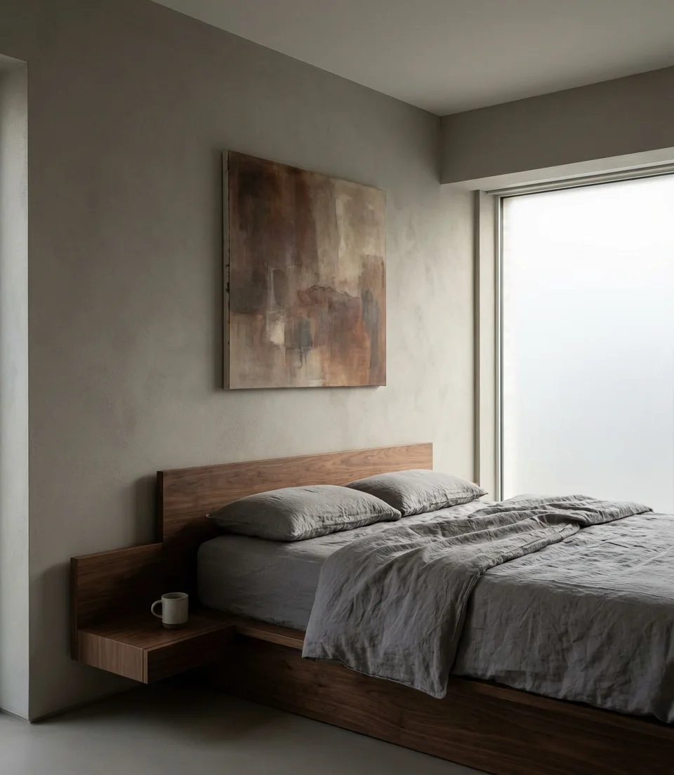Gray and Brown Bedroom with Minimalist Lines 1