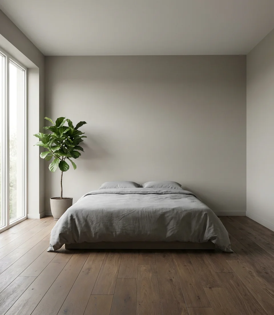 Gray and Brown Bedroom with Minimalist Lines 2