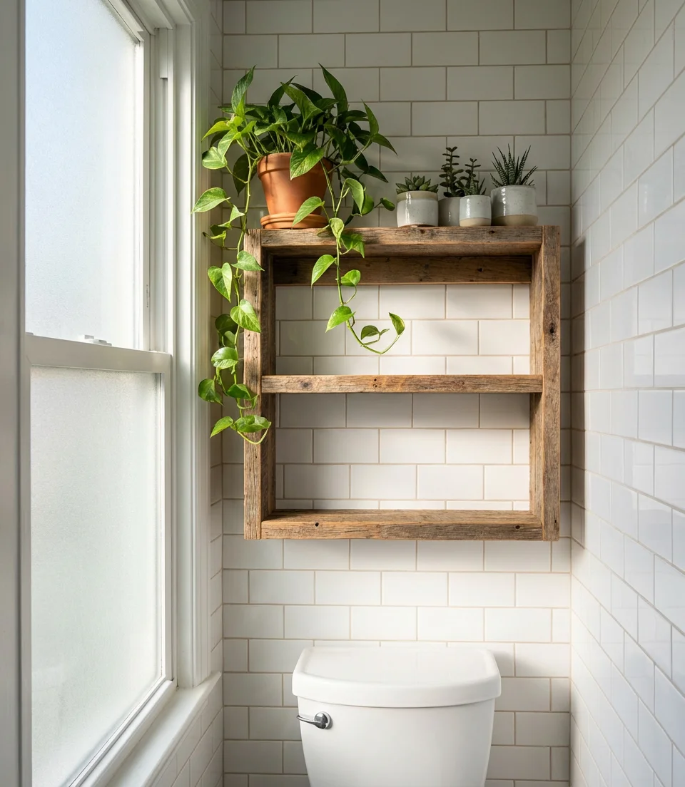 Green Plant Shelf Above the Toilet 2