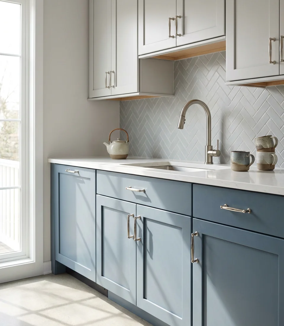 Grey and Blue Modern Kitchen Combination 1
