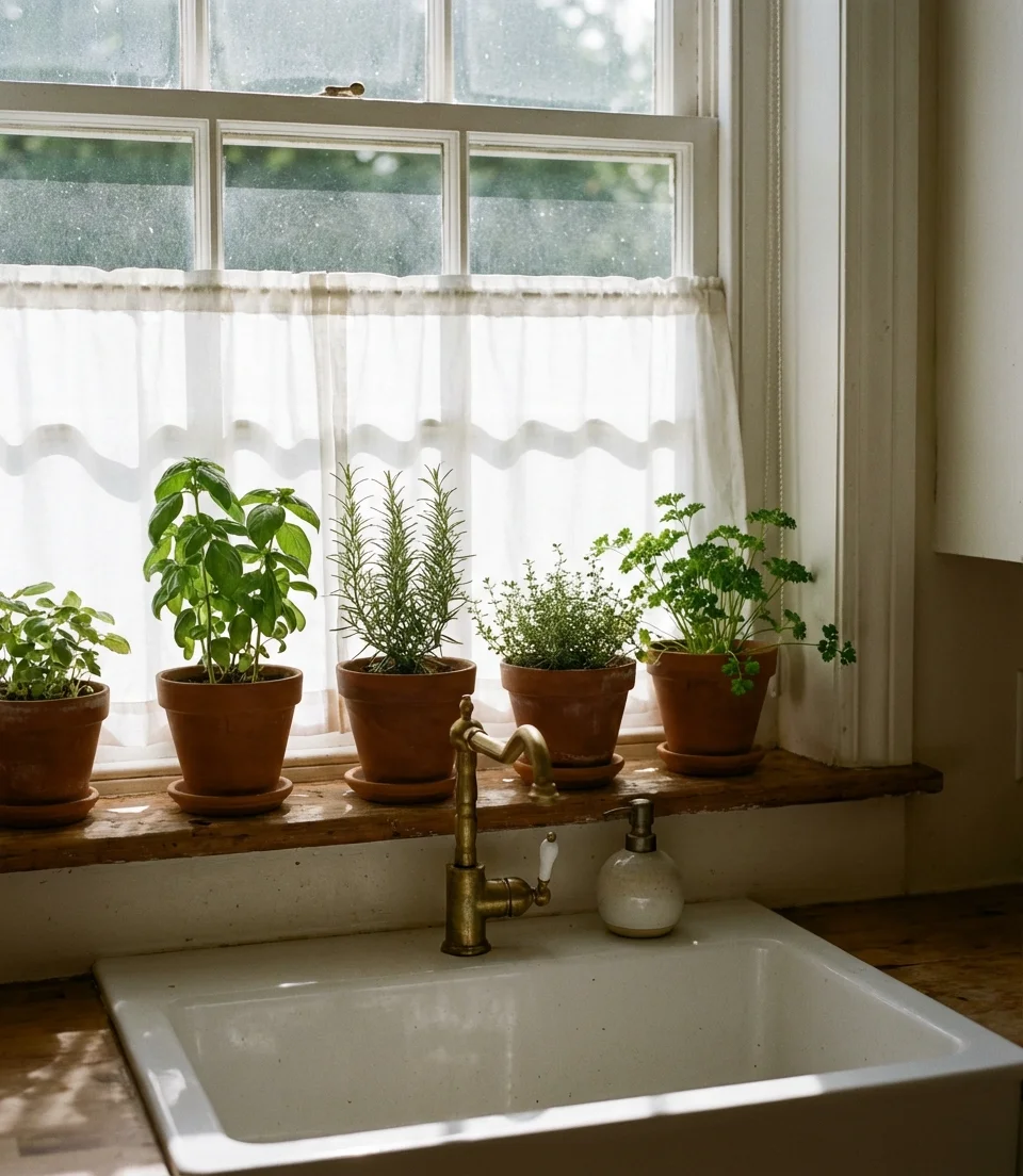 Herb Garden in Kitchen Window 1