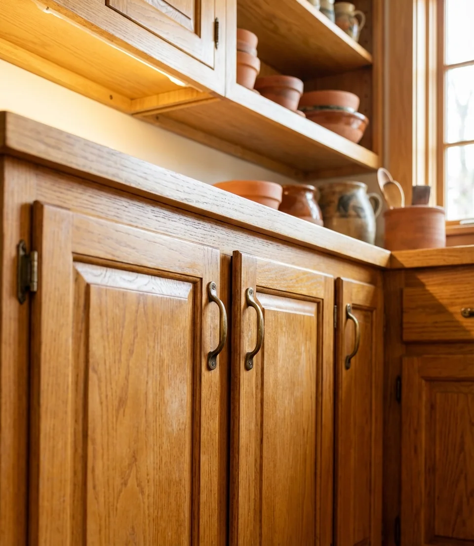 Honey Oak Cabinets with Warm Earthy Accents 2