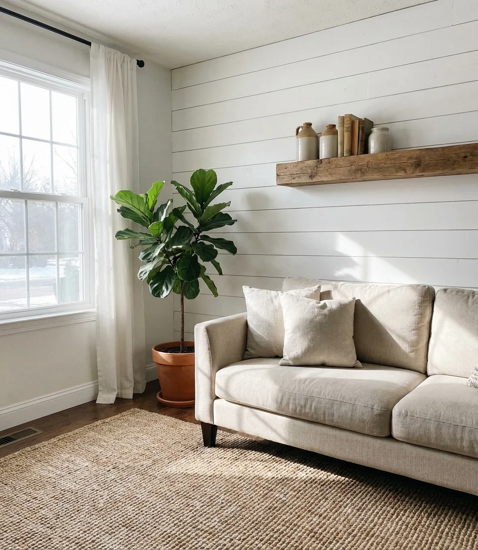 Horizontal Shiplap Painted in Soft White 1
