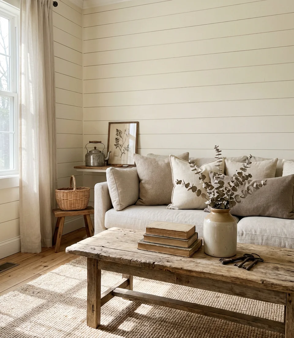 Horizontal Shiplap Painted in Soft White 2